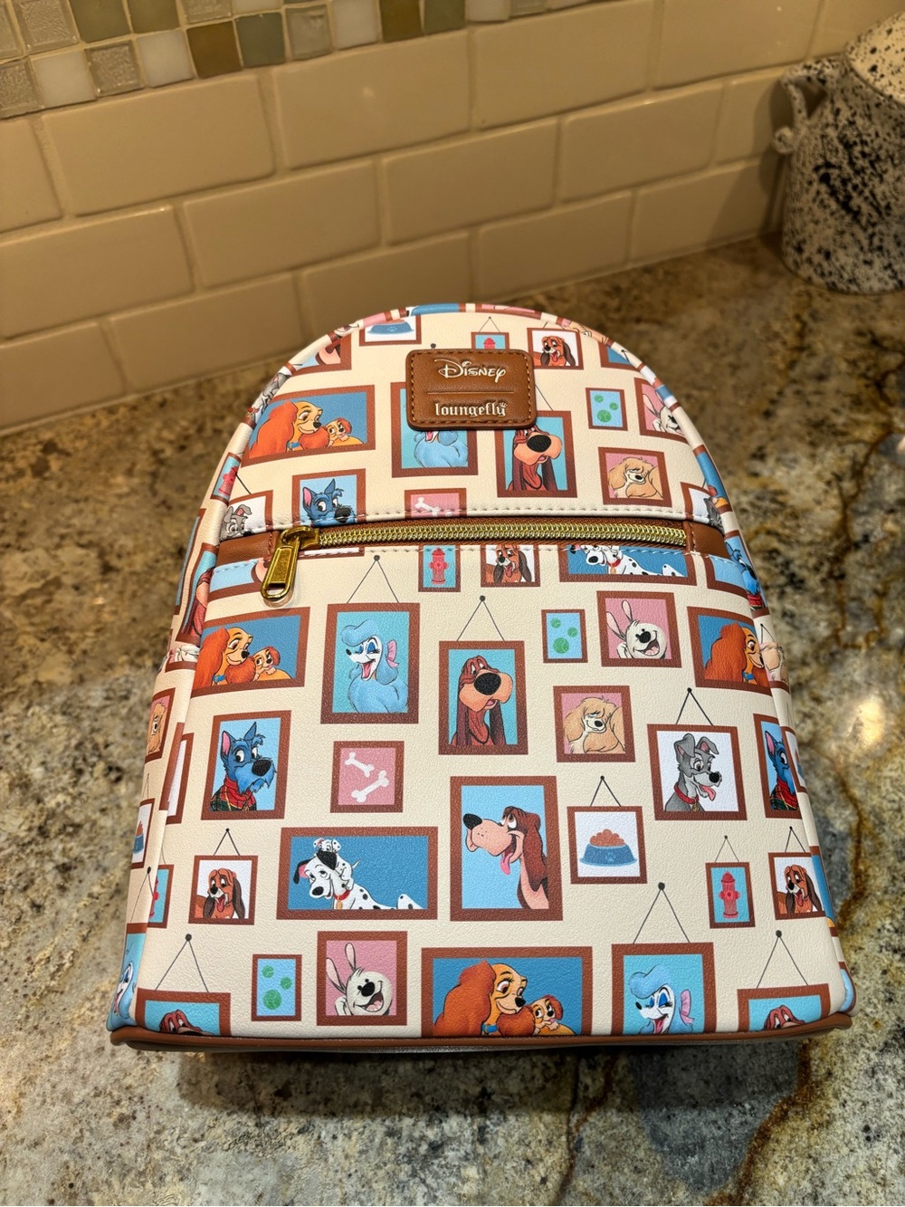 Loungefly Cream Multi Disney Dogs Framed Mini Backpack